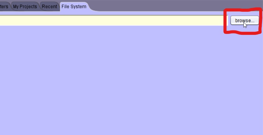 Alice file browser screen